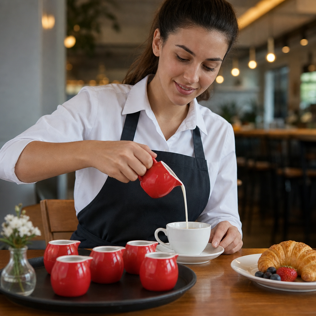 Stoneware Milk Jug 70ml Red for Caf? & Restaurants (Pack of 6)