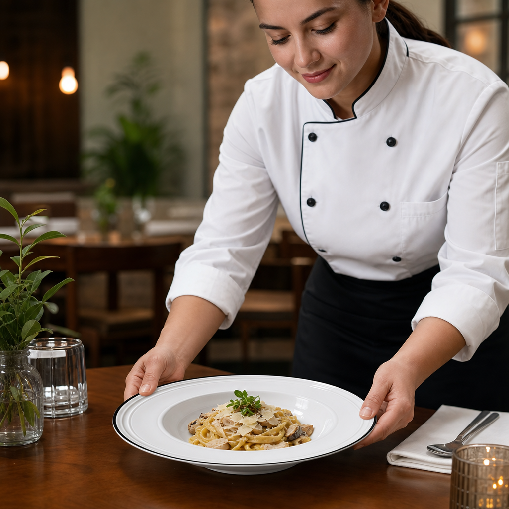 Pasta Plates 240mm Black China for Elegant Dining (Pack of 12)
