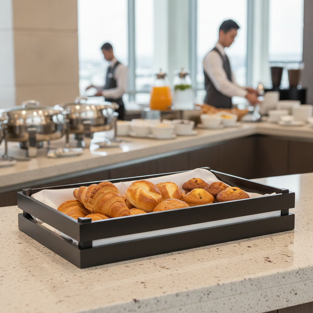 Wooden Buffet Crate Black 555x350mm for Breakfast Buffets