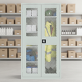 Powder Coated Steel Mesh-Fronted Cupboard for Offices & Stock Rooms