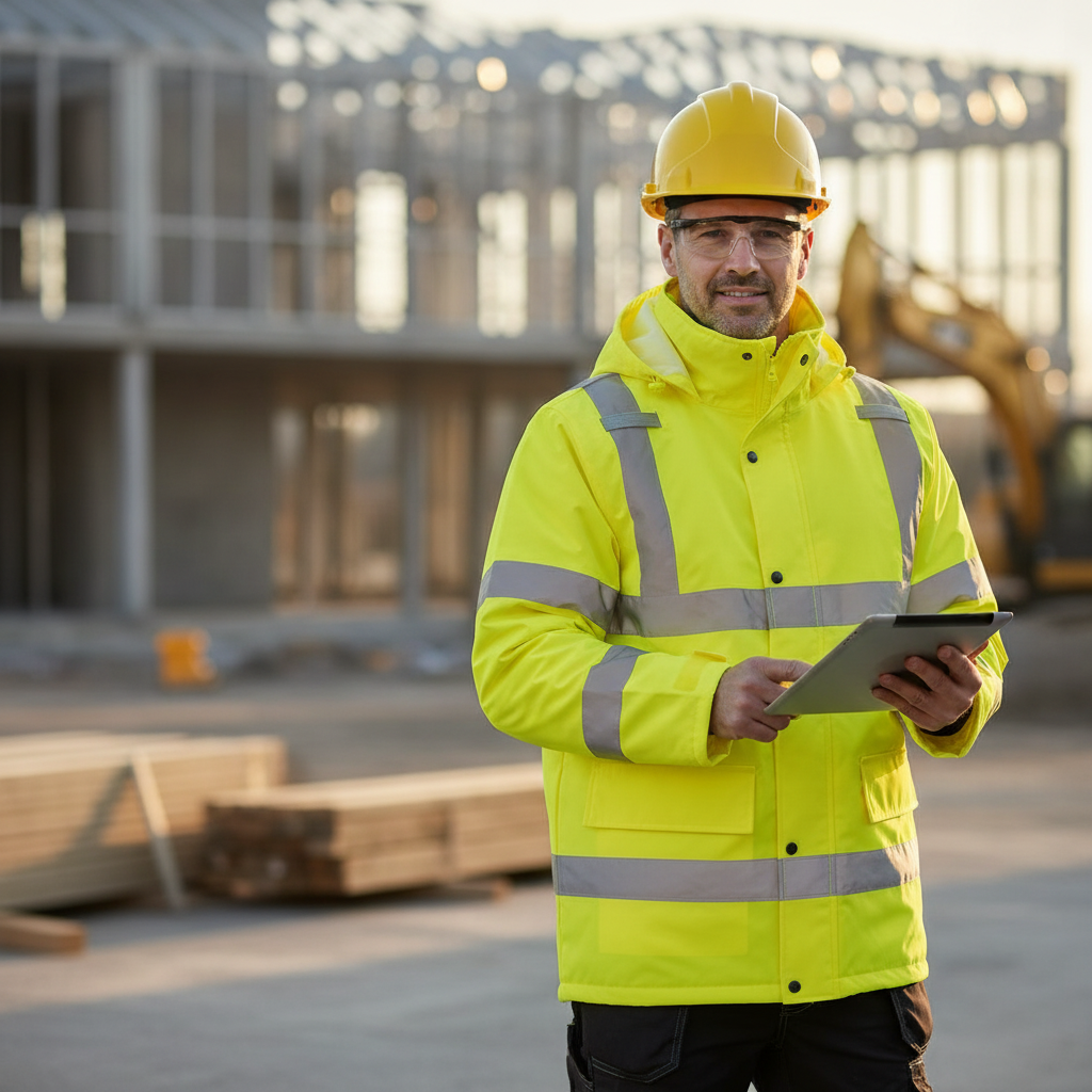 Polyester Hi-Vis Winter Jacket for Outdoor Work