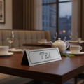 Stainless Steel Tea Table Sign 38x120mm for Restaurants & Events