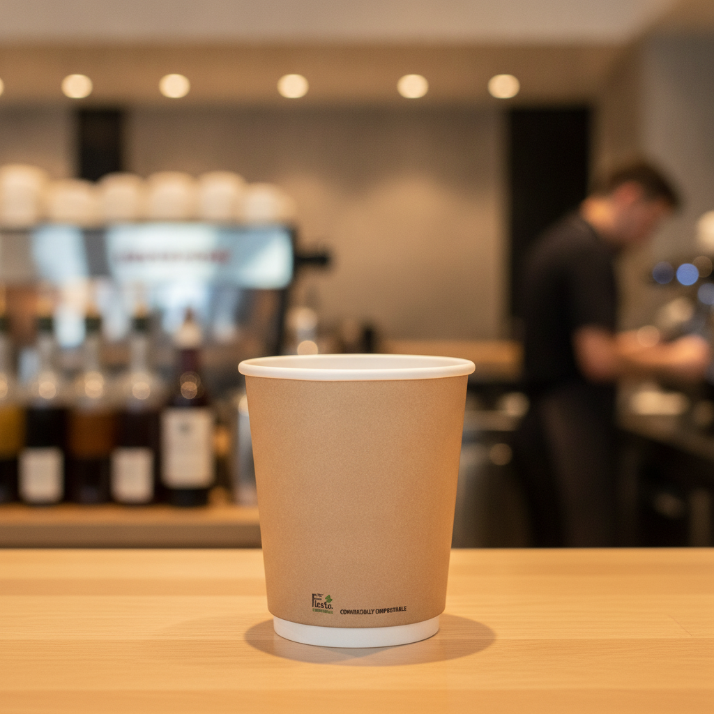 PLA & Paper Double Wall Coffee Cups 227ml for Eco-Friendly Takeaway (Pack of 25)