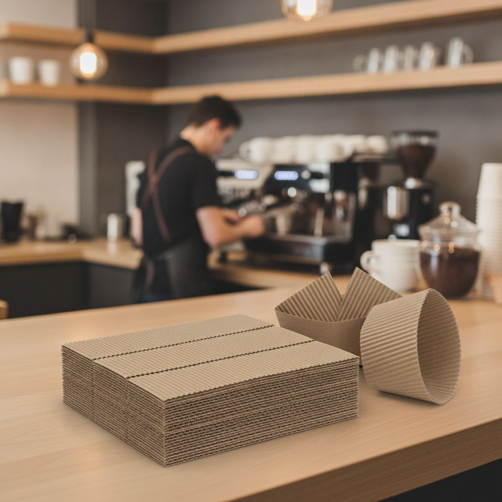 Cardboard Corrugated Cup Sleeves 8oz for Coffee Shops (Pack of 1000)