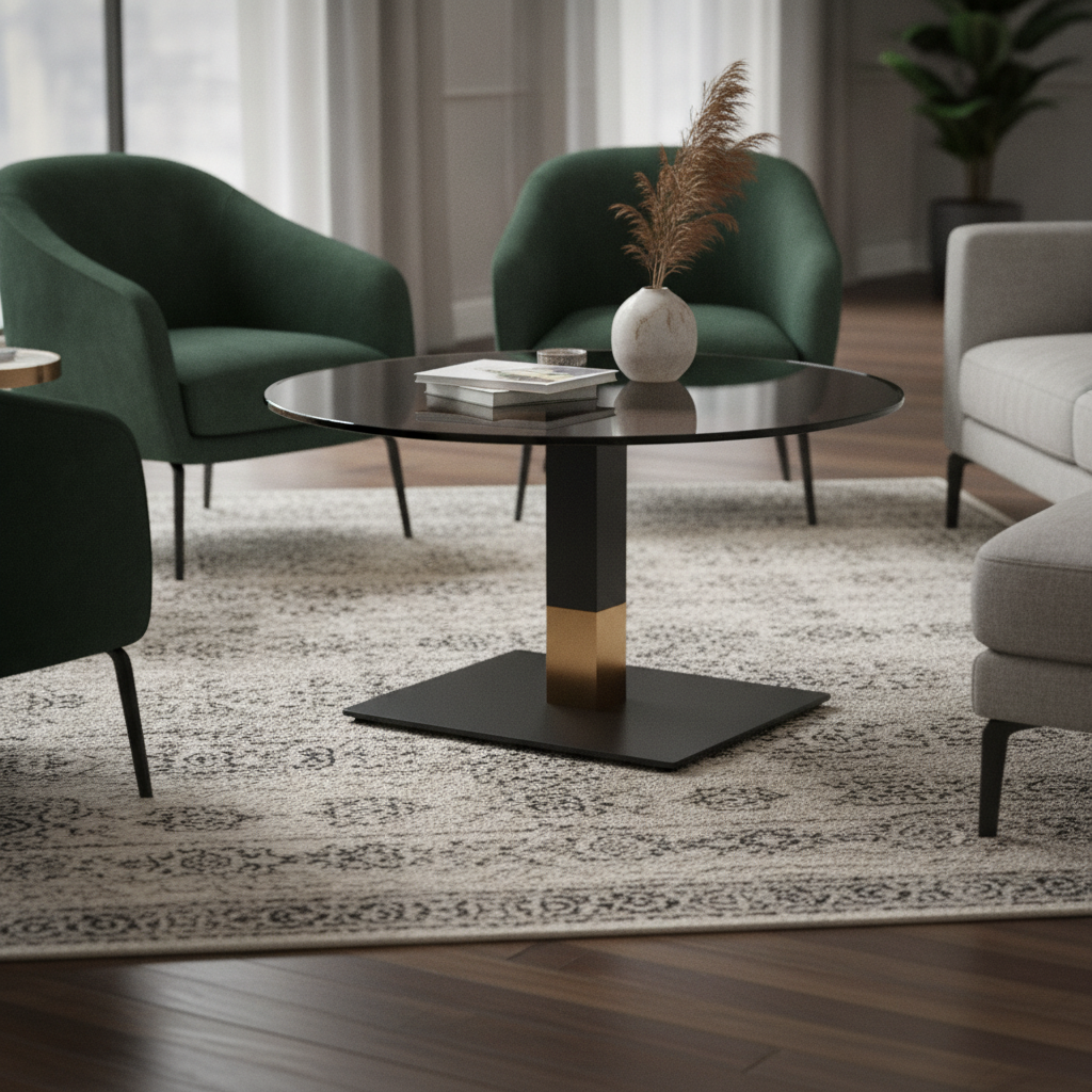 Steel Coffee Table Base with Gold Collar 500x500mm for Indoor Use