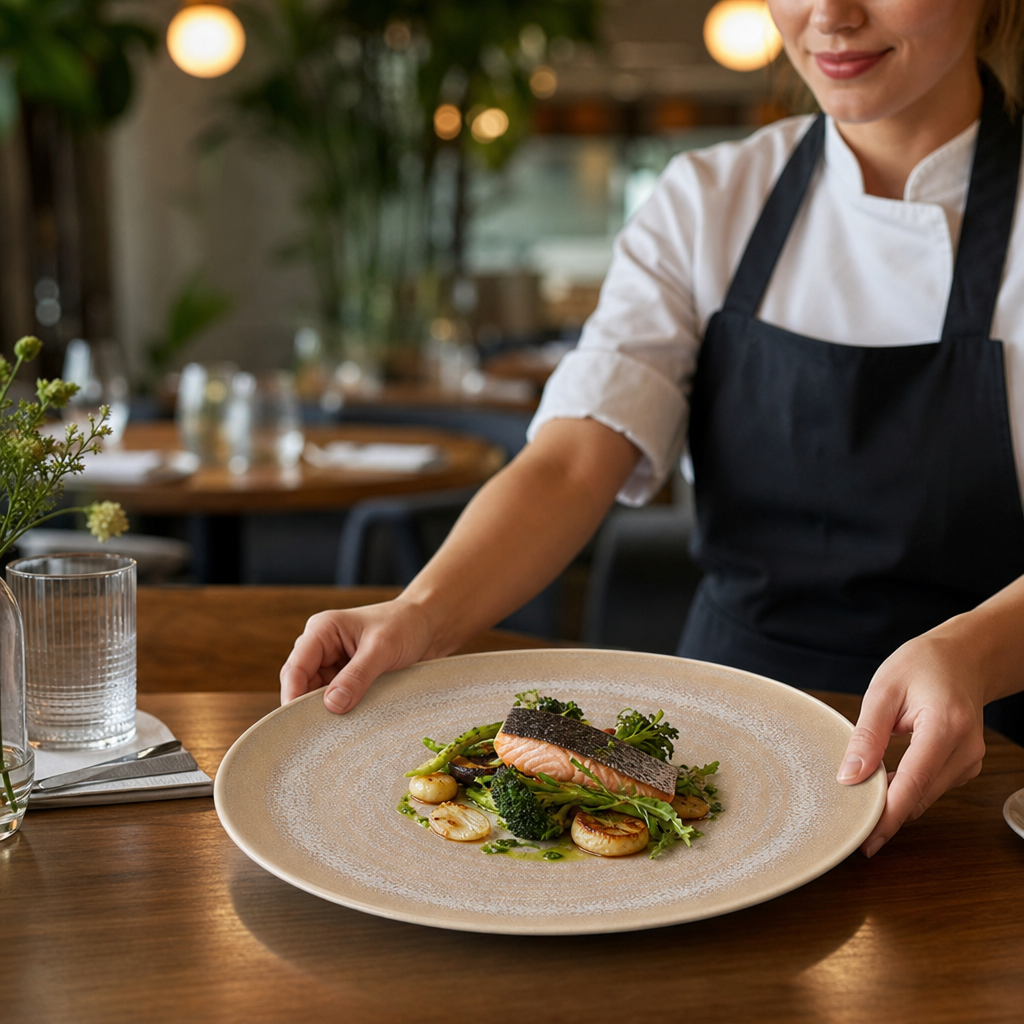 Coupe Plates 280mm Sandstone China for Restaurants & Cafés (Pack of 12)