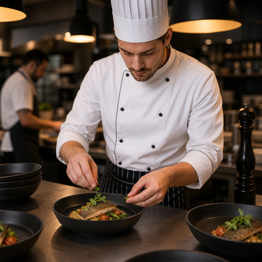 Textured Flat Round Bowls 220mm Black Porcelain for Restaurants (Pack of 4)