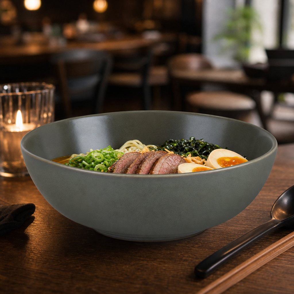 Deep Green Stoneware Bowls 1.2L for Serving Ramen & Buddha Bowls