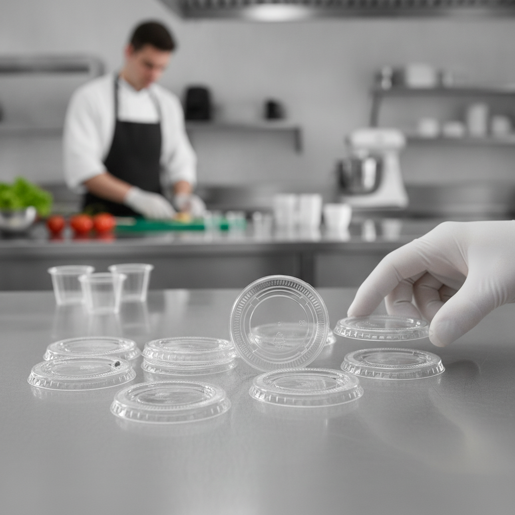 Clear PET Lids for Portion Pots 6mm for Food Service (Pack of 1000)