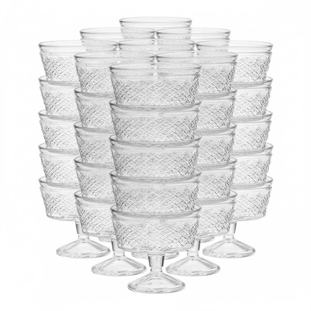Clear Glass Dessert Dishes 250ml for Serving Sweet Treats (Pack of 24)