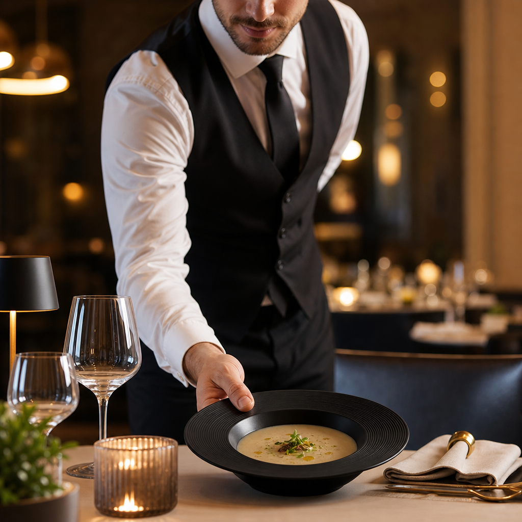 Rim Soup Plates 240mm Vitrified Porcelain for Stylish Dining (Pack of 12)