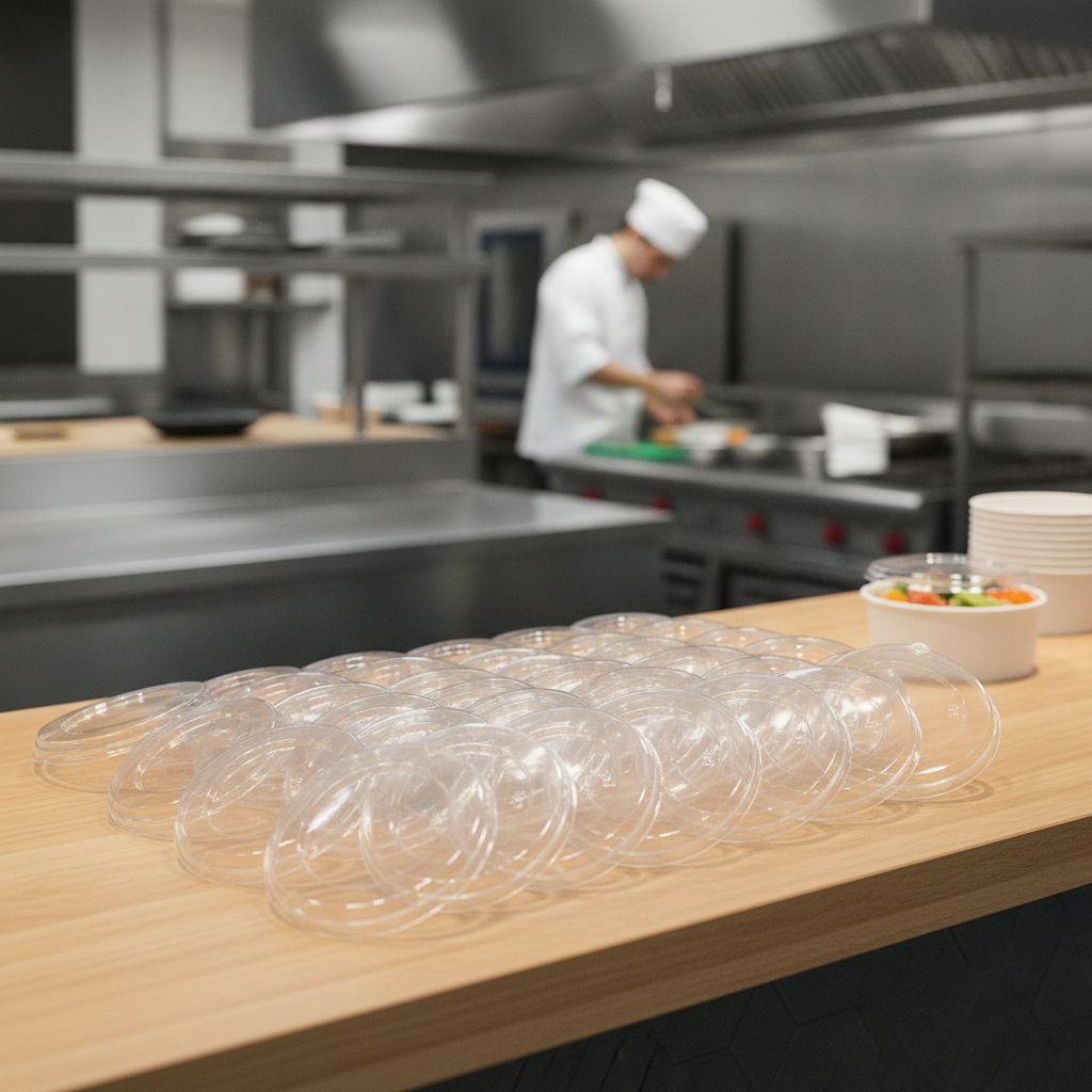 Clear PET Lids for 24oz & 32oz Poke Bowls for Takeaway Food (Pack of 50)