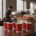 Cardboard Red Coffee Cups 227ml for Takeaway Services (Pack of 500)