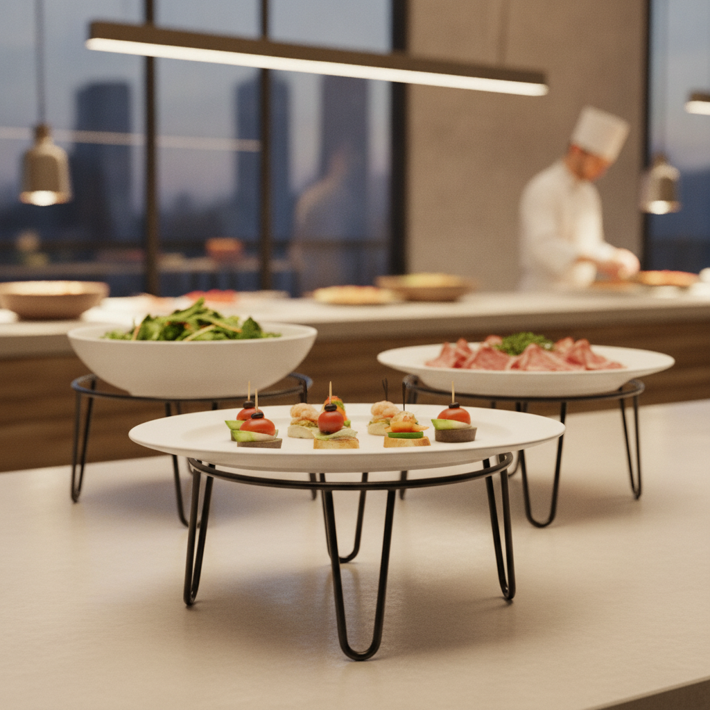 Powder Coated Steel Non-Slip Riser Round 210mm for Buffet Serveware