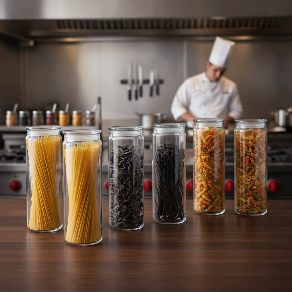 Glass Spaghetti Storage Jars 2L for Modern Kitchens (Pack of 6)
