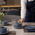 Saucers Blue Vitrified Ceramic for Dining Tables (Pack of 6)