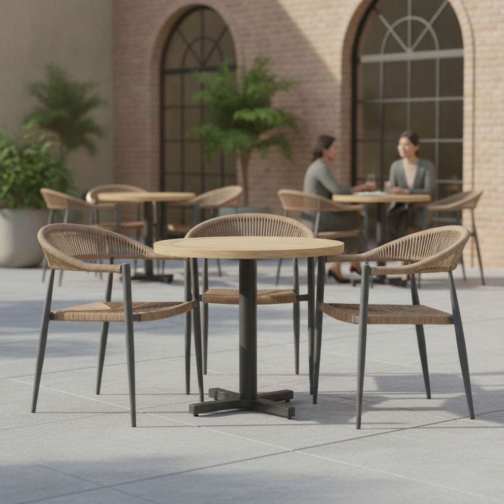 Rattan Outdoor Armchairs 768mm for Restaurants & Cafés (Pack of 4)