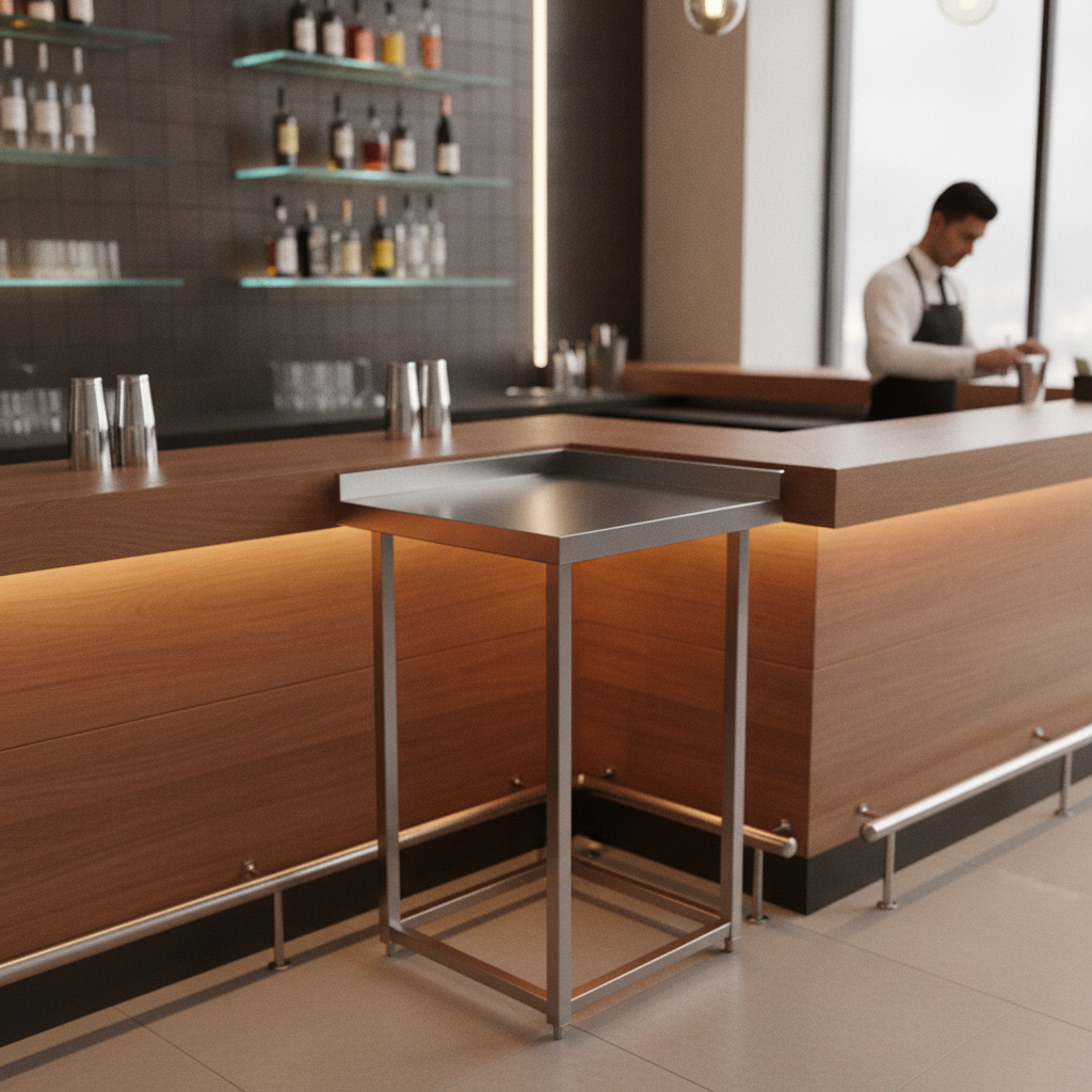 Stainless Steel Modular Bar Corner Station for Efficient Workspaces