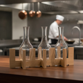 Oak Wood Pedestal Stand for 3 Glass Carafes