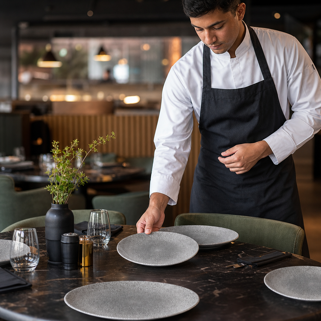 Coupe Plates Grey Vitrified Porcelain for Restaurants (Pack of 12)