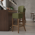 Rubber Wood Bar Chair with Green Upholstery 1175mm for Commercial Use