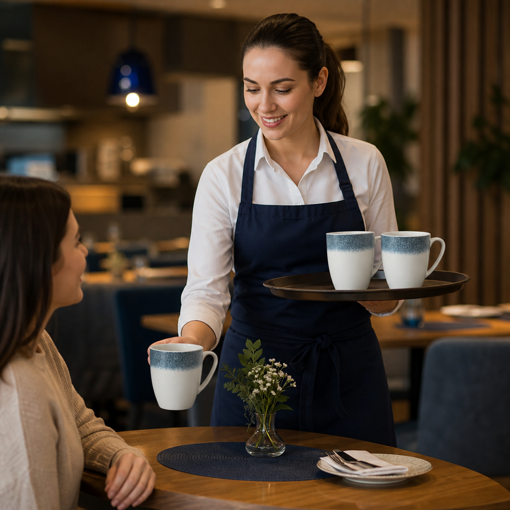 Mugs 12oz Blue Porcelain for Hospitality Use (Pack of 12)