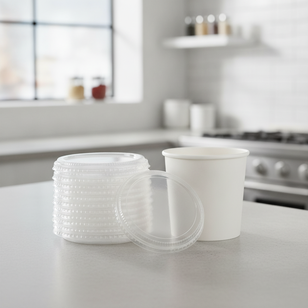 Compostable Clear PLA Lids for 180ml Round Containers (Pack of 50)