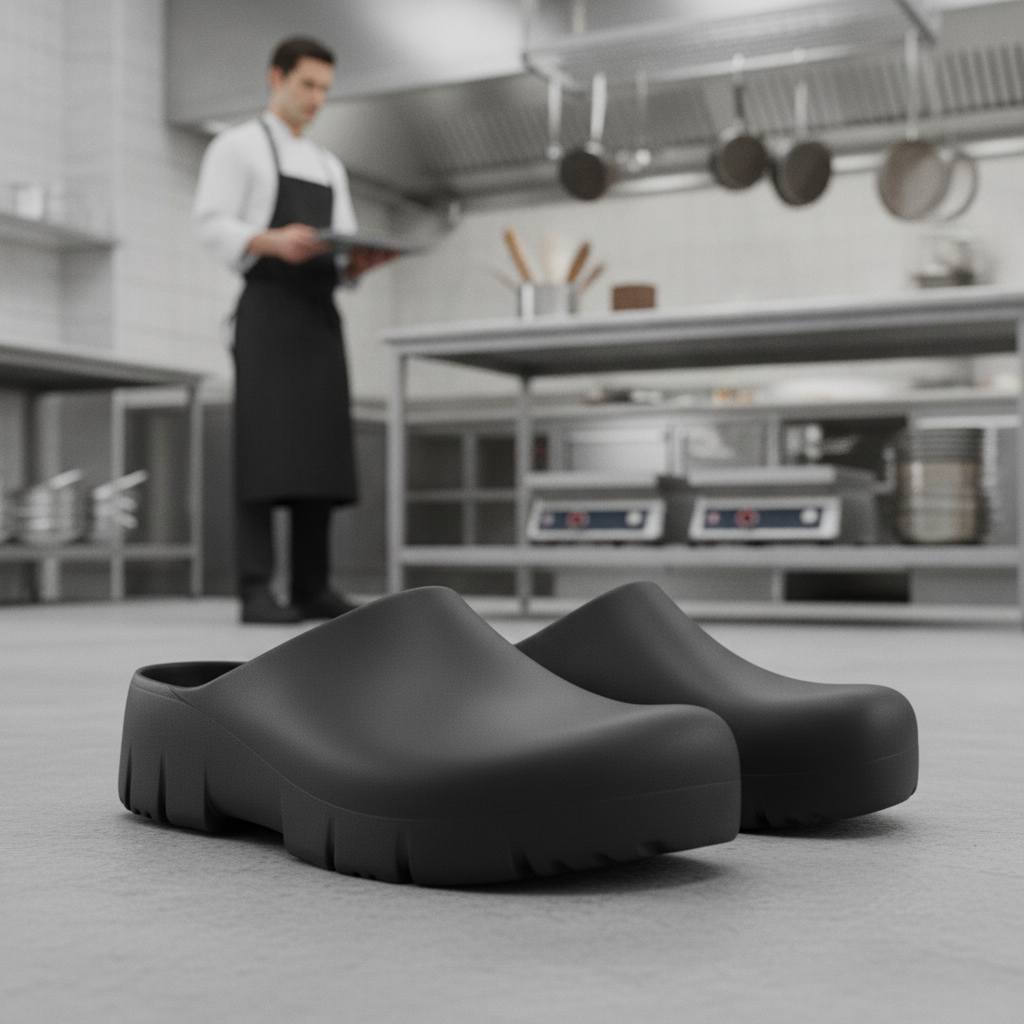Polyurethane Black Super Birki Clogs for Catering Professionals