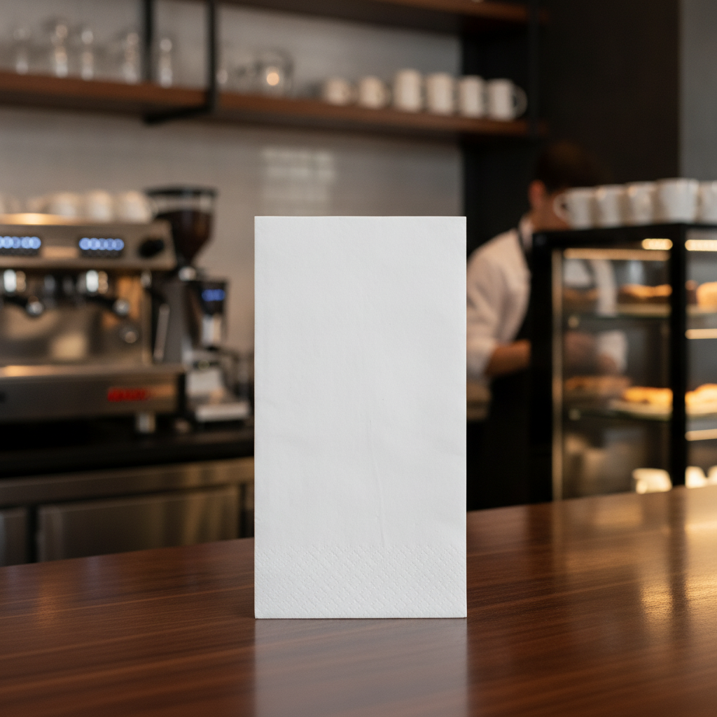 Recyclable White Lunch Napkins 330mm for Bars & Cafés (Pack of 2000)