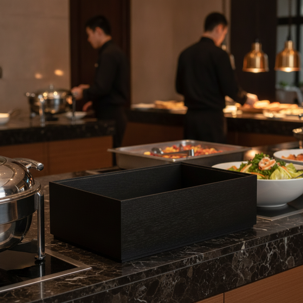 Black Oak Wooden Box GN 1/1 for Buffet Presentations