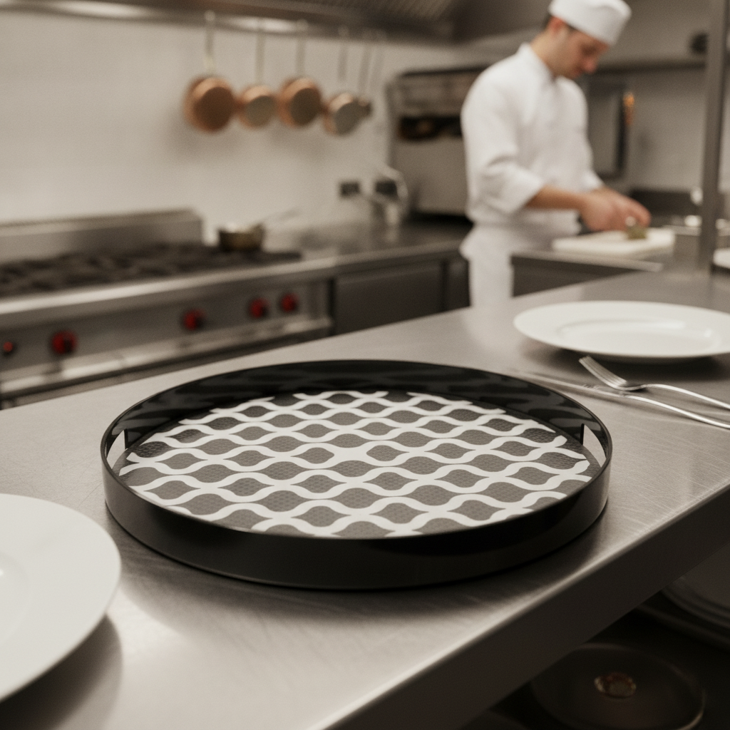 Polycarbonate Round Non-Slip Tray 405mm for Catering
