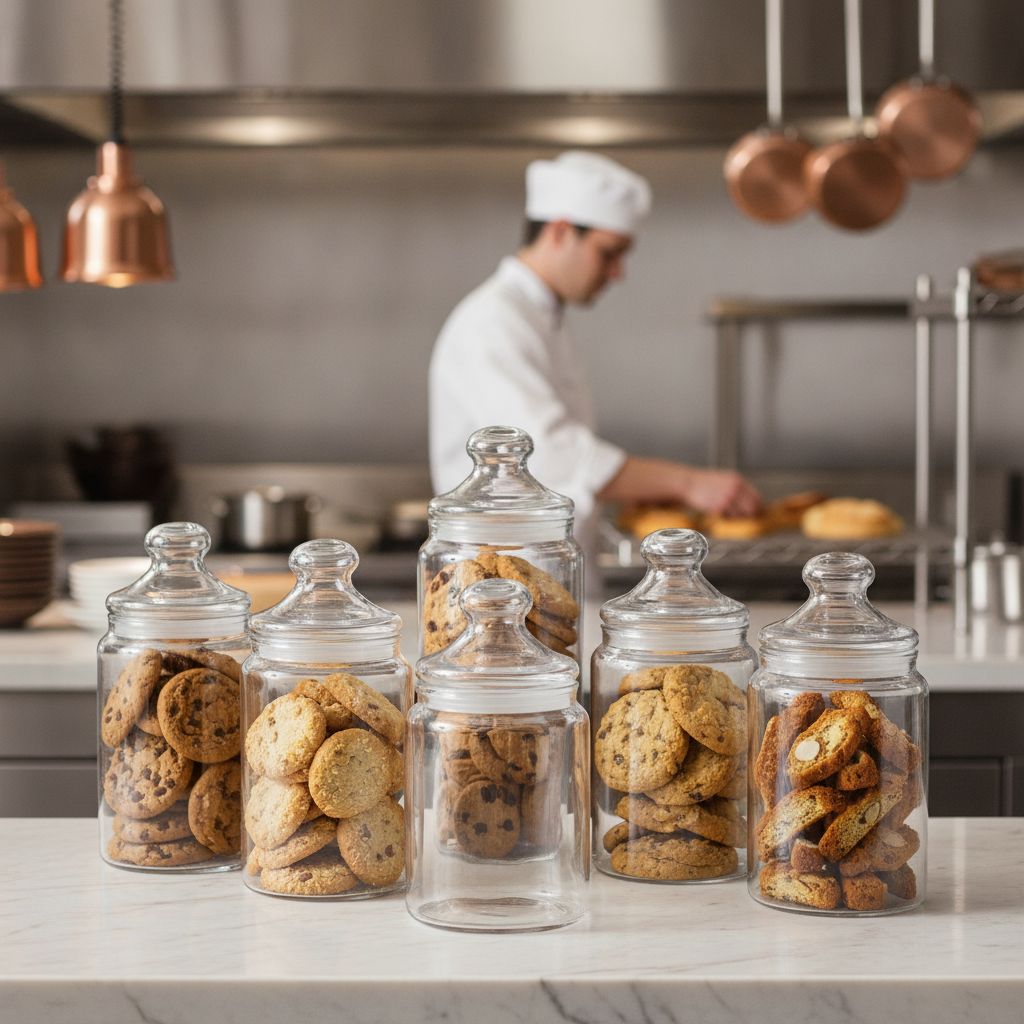 Glass Storage Jars 1.5L for Cookies & Biscuits (Pack of 6)