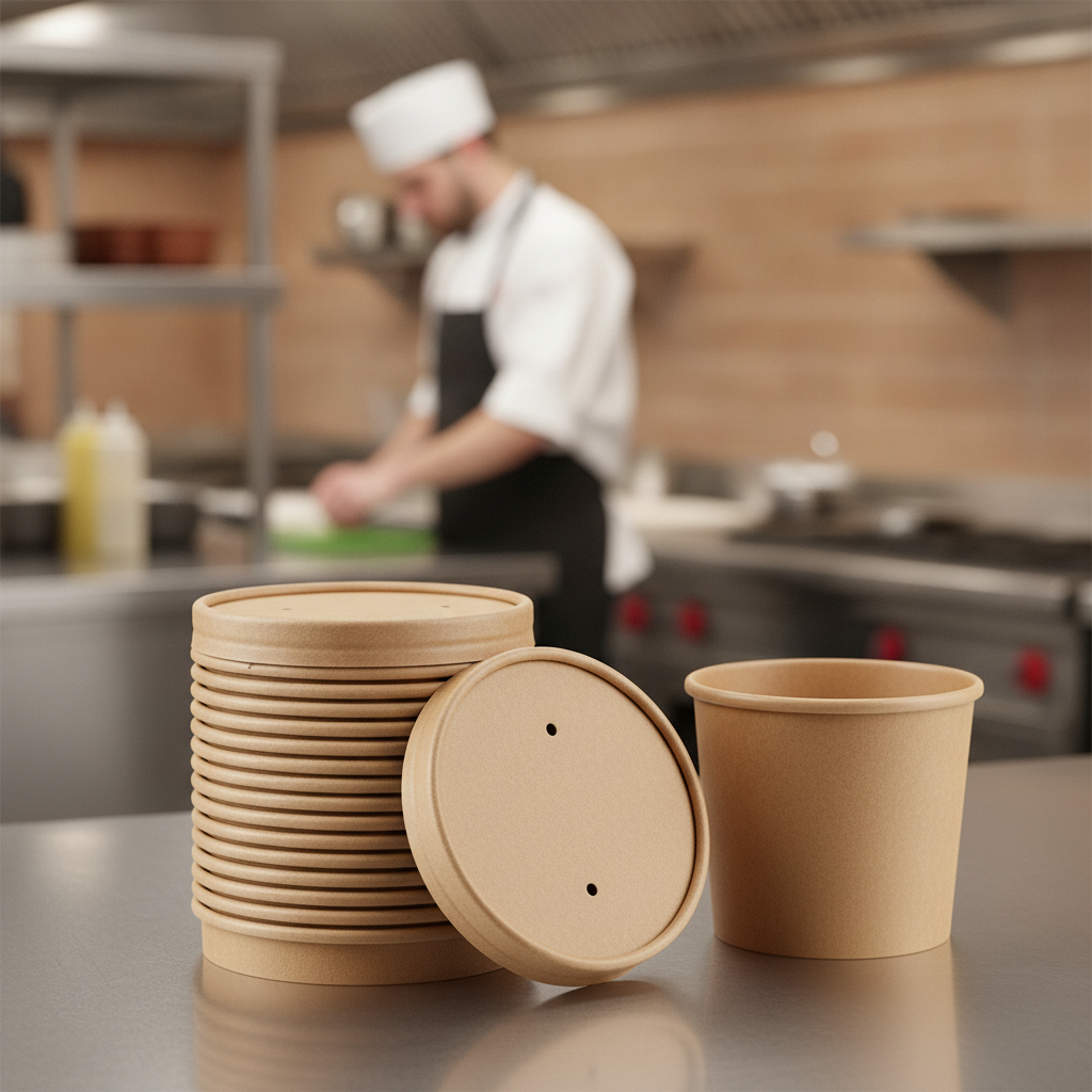 Paperboard Soup Container Lids 98mm for Takeaway Servings (Pack of 500)