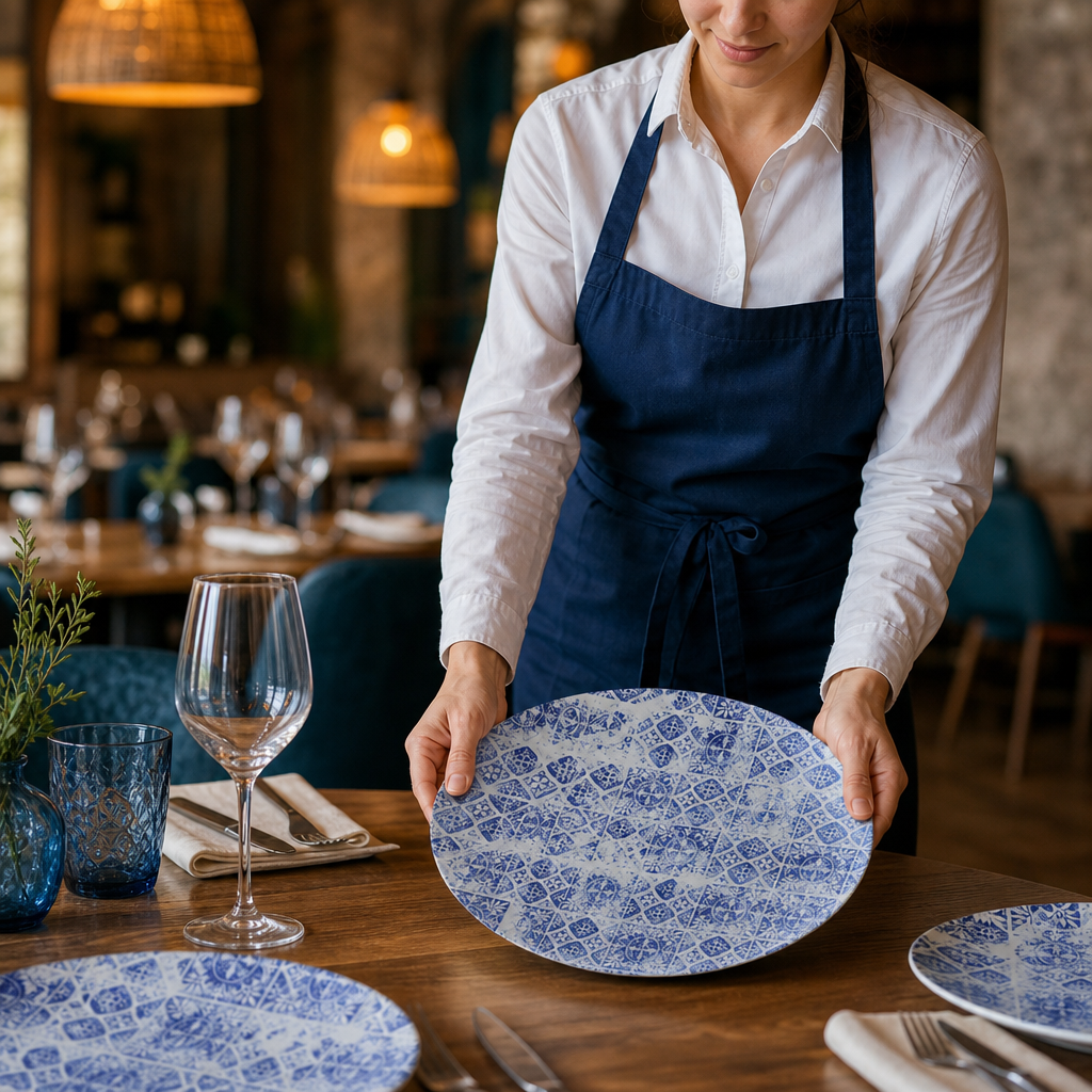 Coupe Plates Finest Vitrified 295mm Blue Ceramic for Dining (Pack of 12)