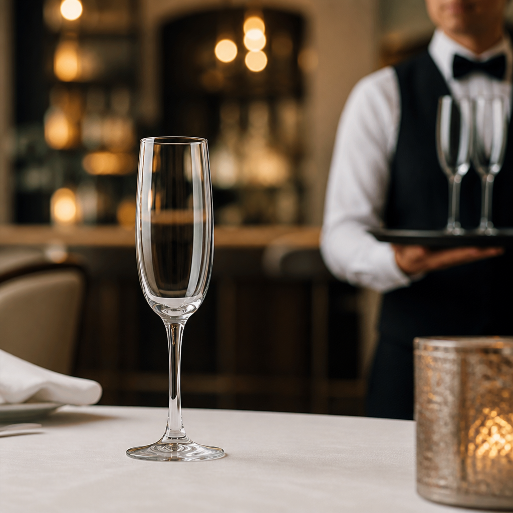 Toughened Glass Champagne Flutes 160ml for Bars & Restaurants (Pack of 24)