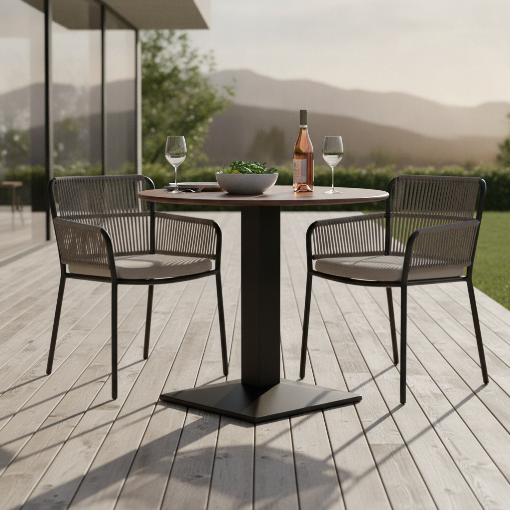 Walnut Round Dining Table 600mm for Indoor & Outdoor Use
