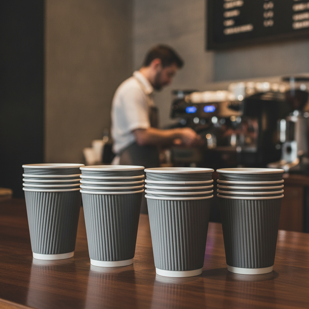 Cardboard Ripple Wall Coffee Cups 340ml for Hot Drinks Service (Pack of 500)