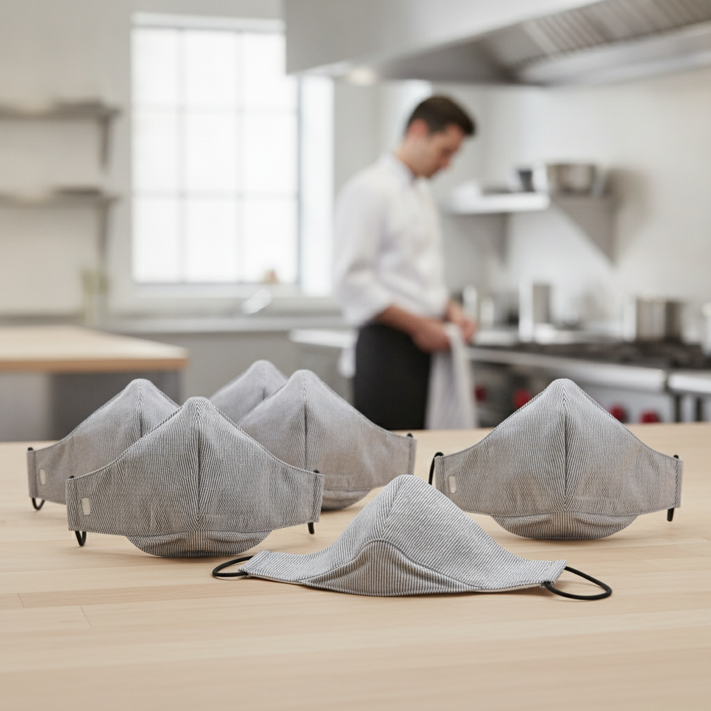 Polycotton Reusable Face Masks Grey for Staff Protection (Pack of 6)