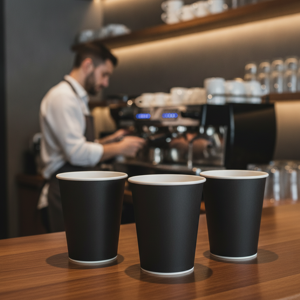 Cardboard Black Coffee Cups 227ml for Takeaway Services (Pack of 50)