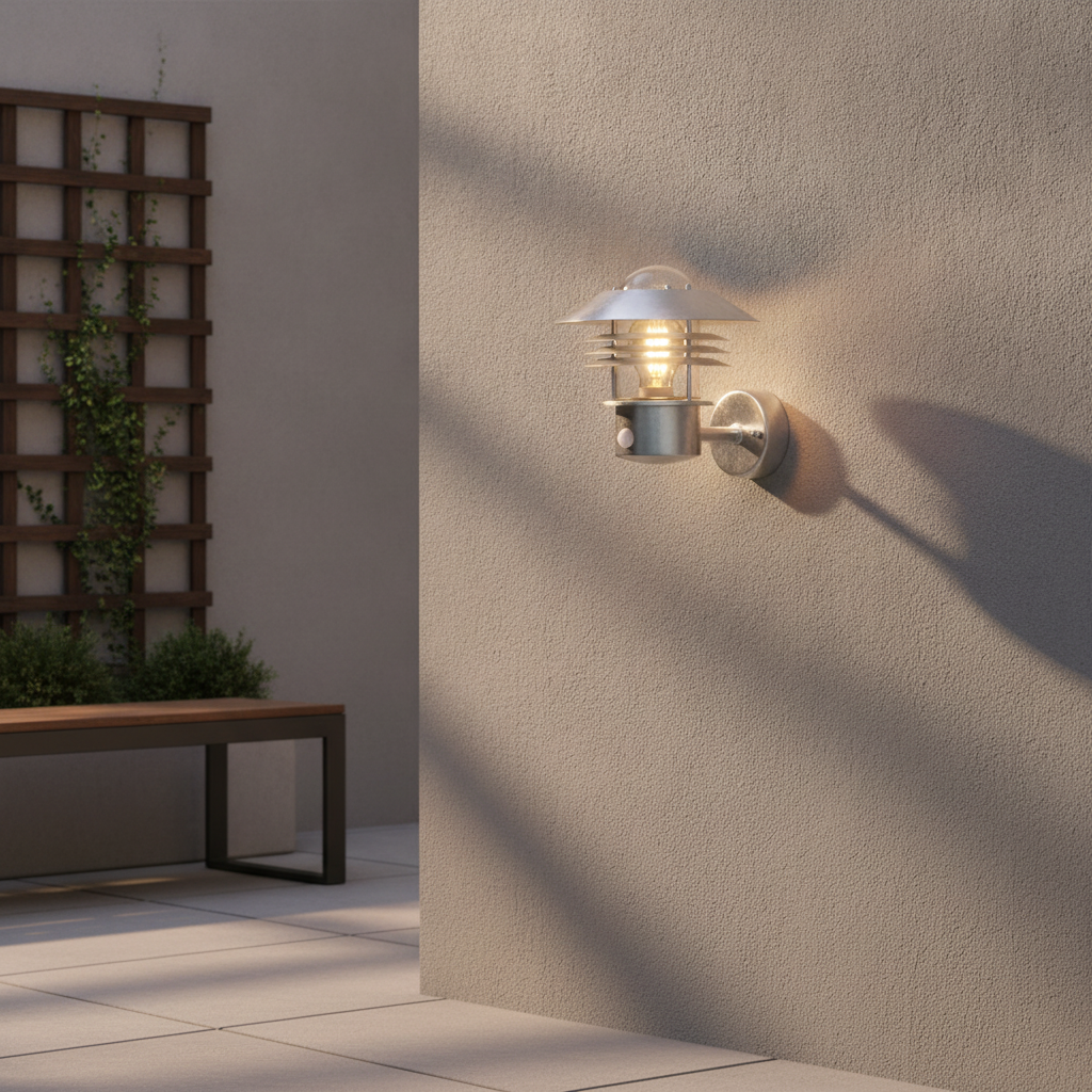 Steel Outdoor Wall Light with Motion Sensor for Patios & Entrances