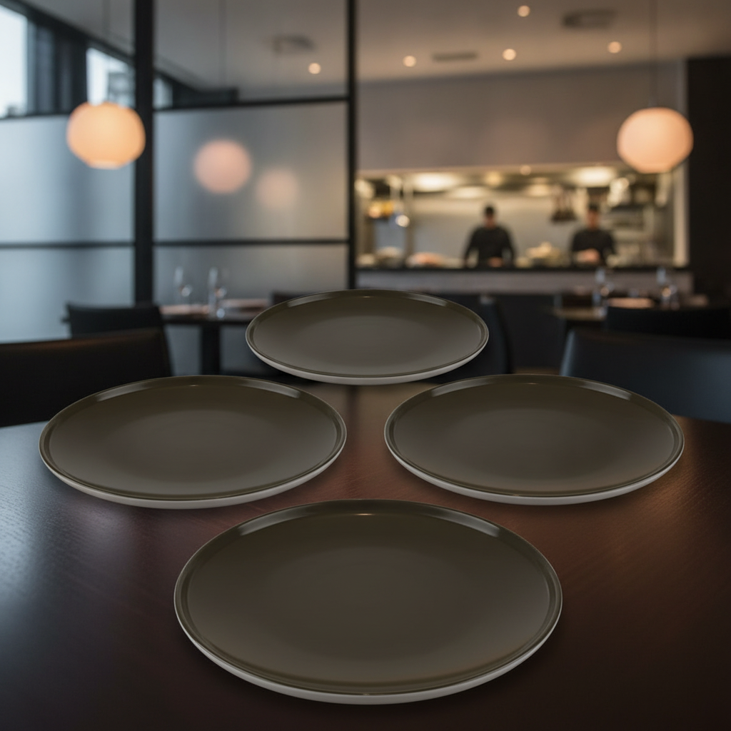 Porcelain Brown Plates 260mm for Catering & Hospitality (Pack of 3)
