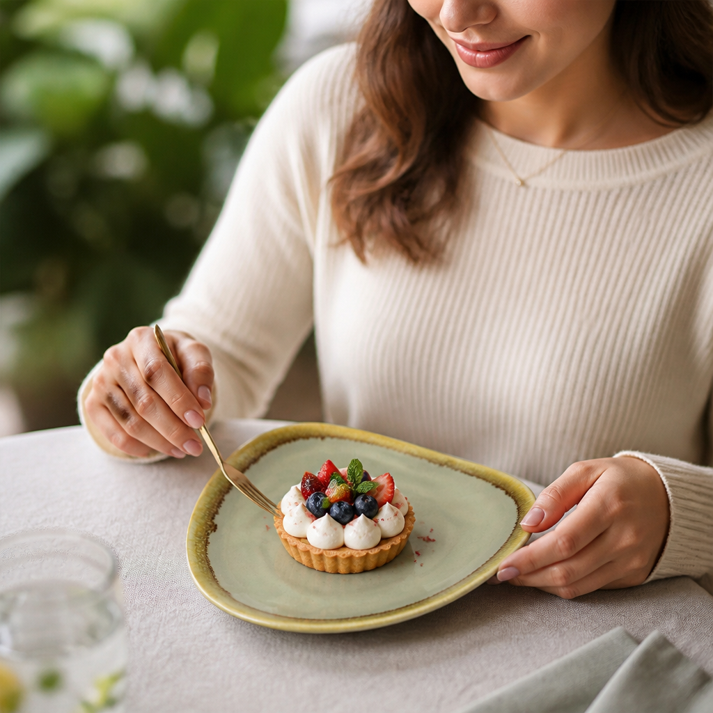 Moss Porcelain Triangular Side Plates 165mm for Serving Starters & Desserts