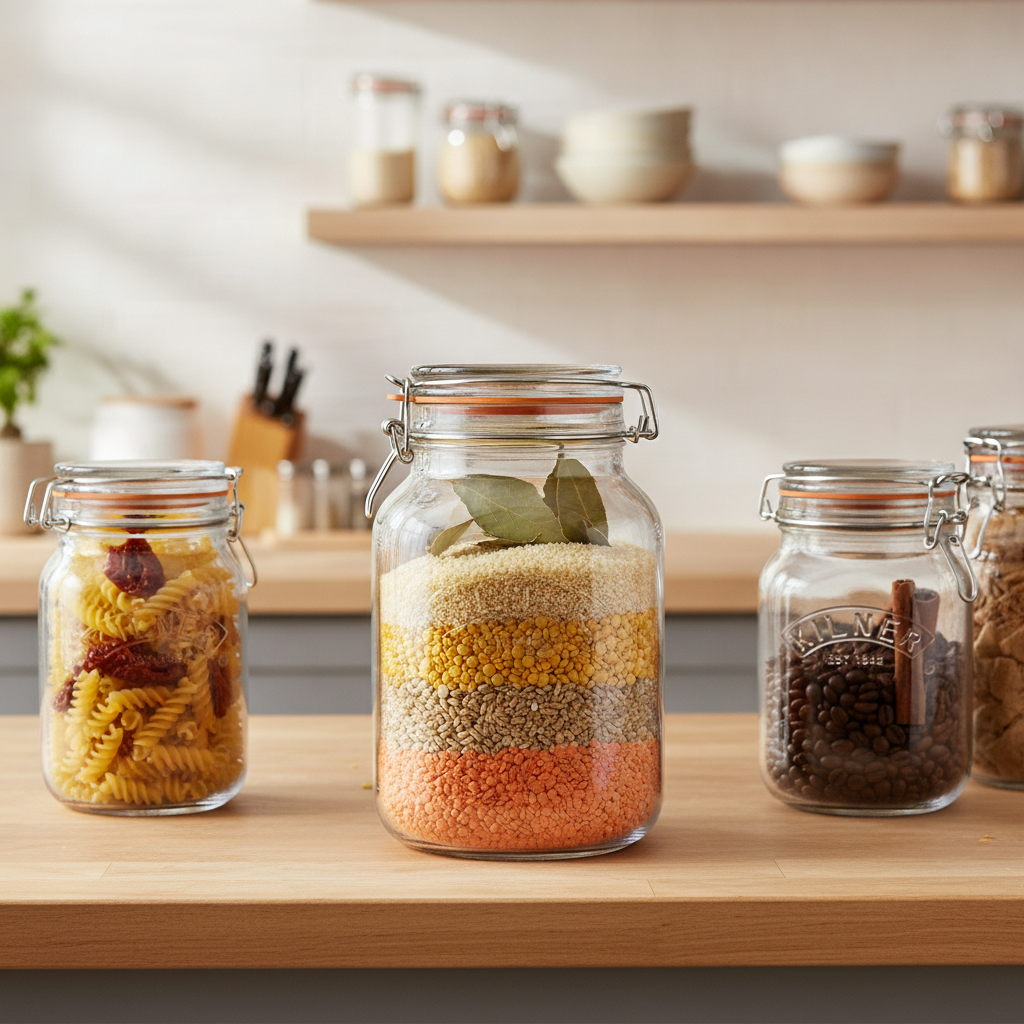 Glass Square Jar 2000ml for Pantry Storage