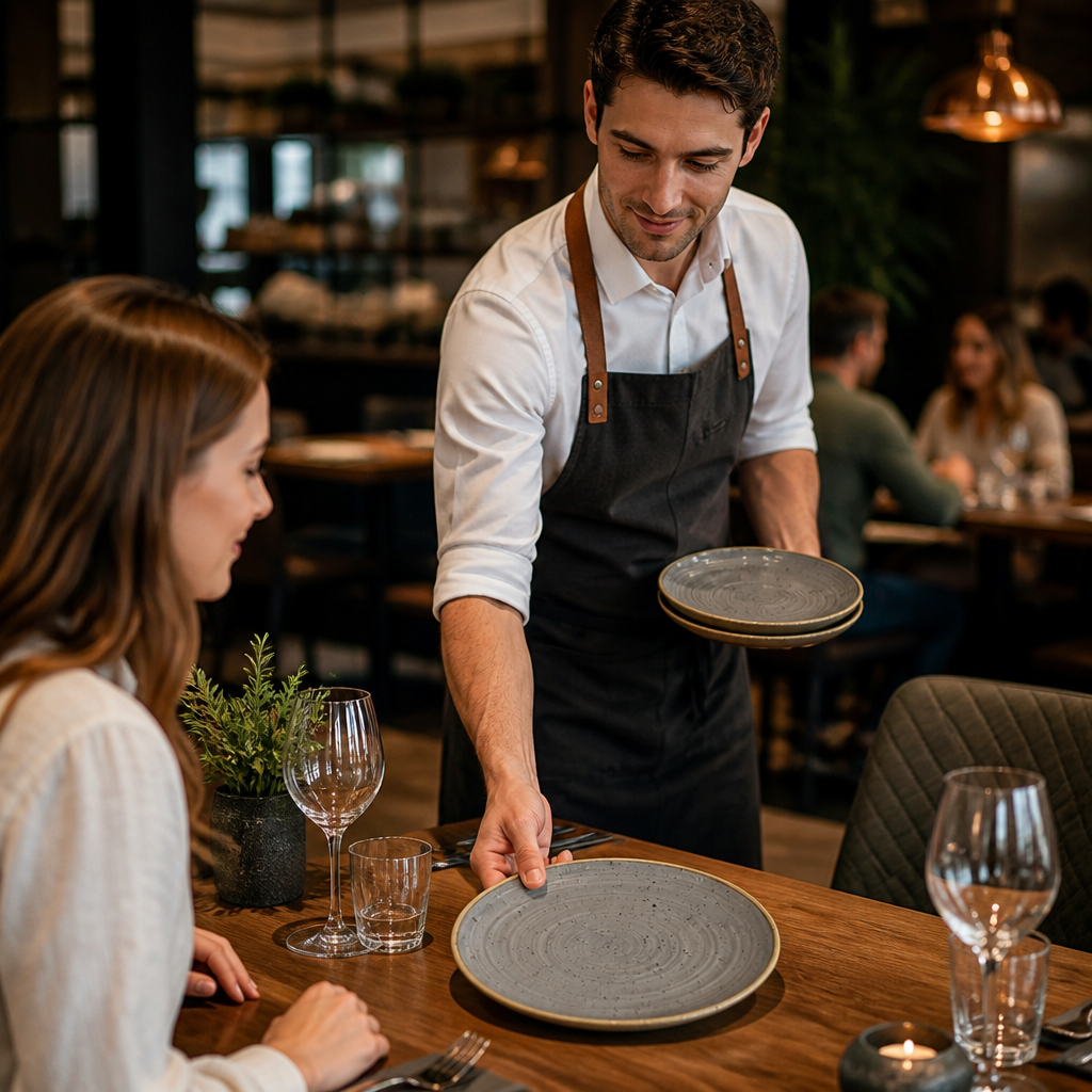 Round Plates Grey Vitrified Ceramic for Casual Dining (Pack of 12)