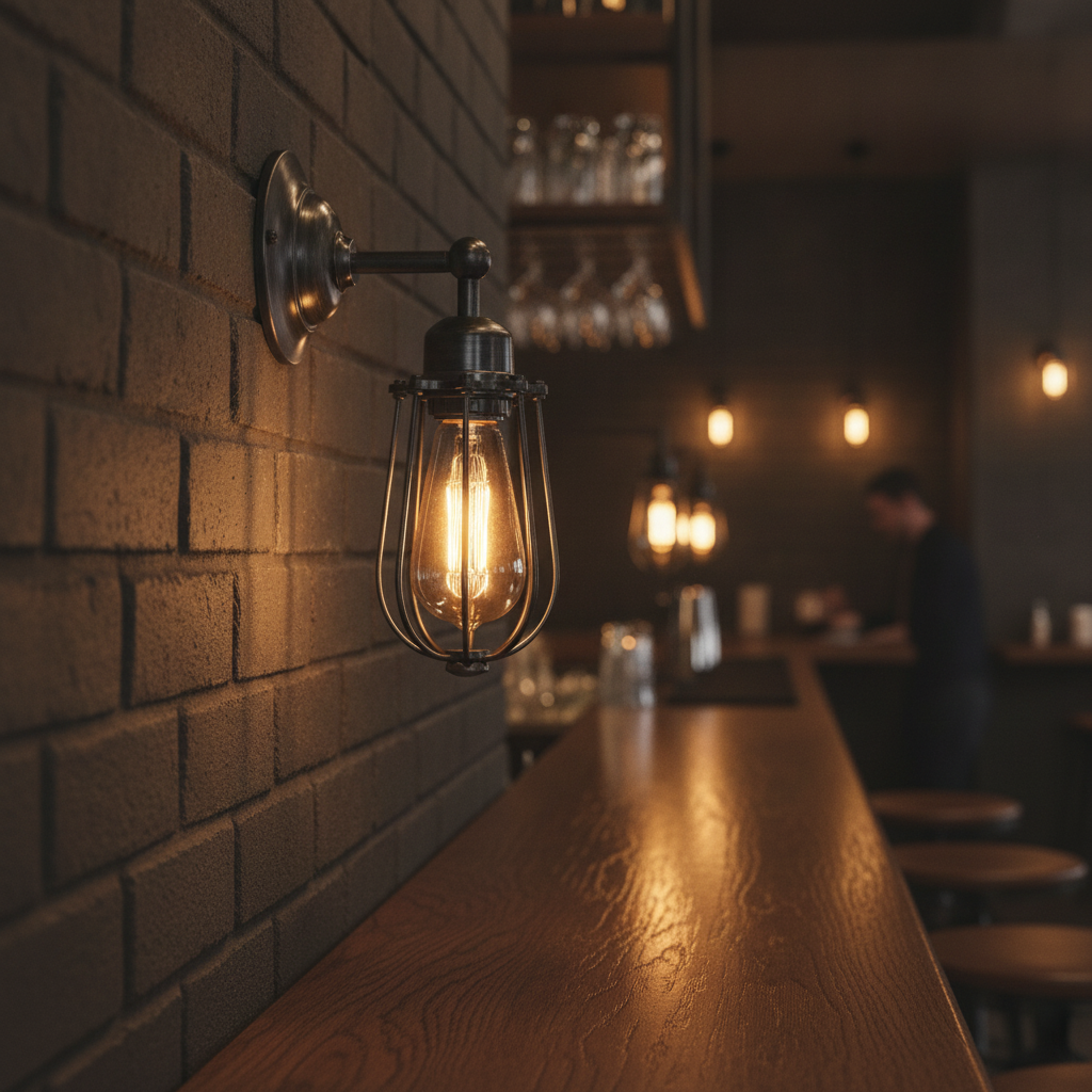 Pewter Wire Cage Wall Light 100mm for Bars & Restaurants