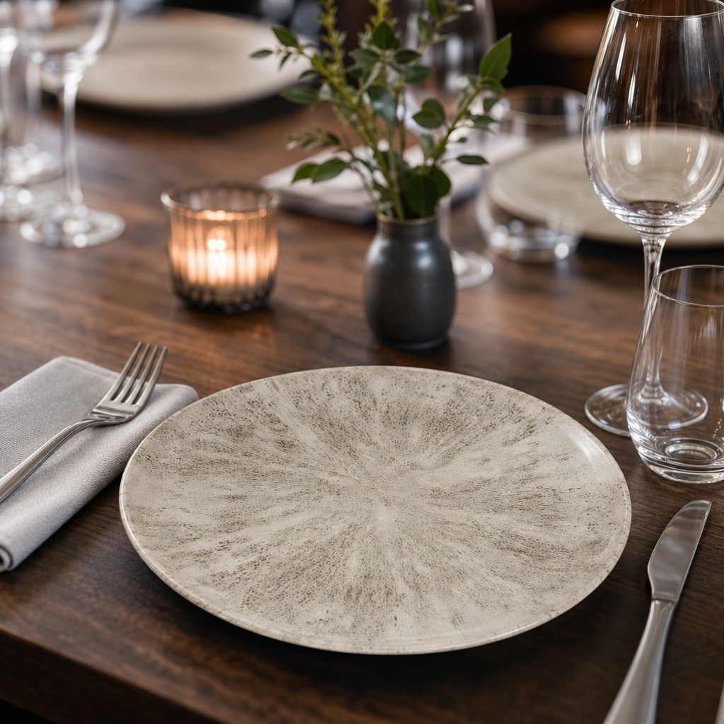 Coupe Plates Grey Vitrified Ceramic for Hospitality Use (Pack of 12)