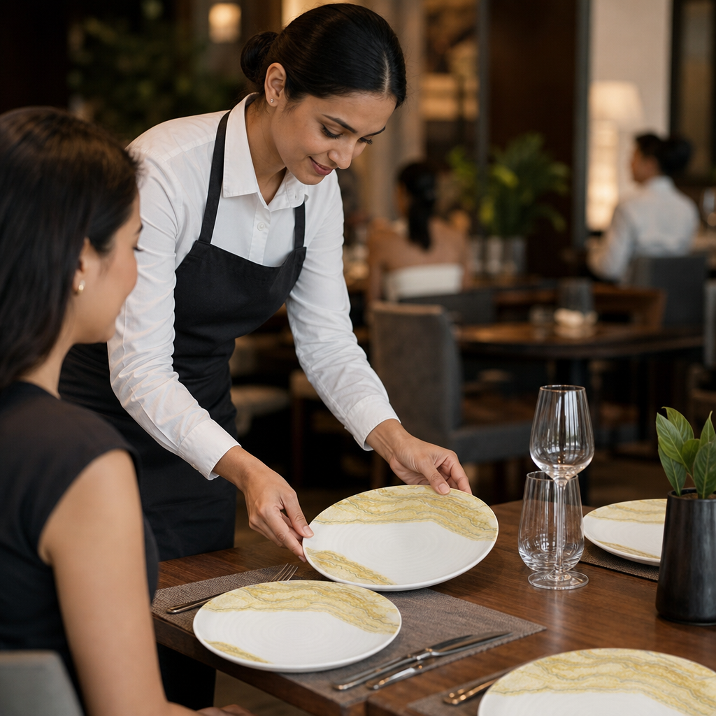 Walled Plates 255mm Vitrified Ceramic for Modern Hospitality (Pack of 6)