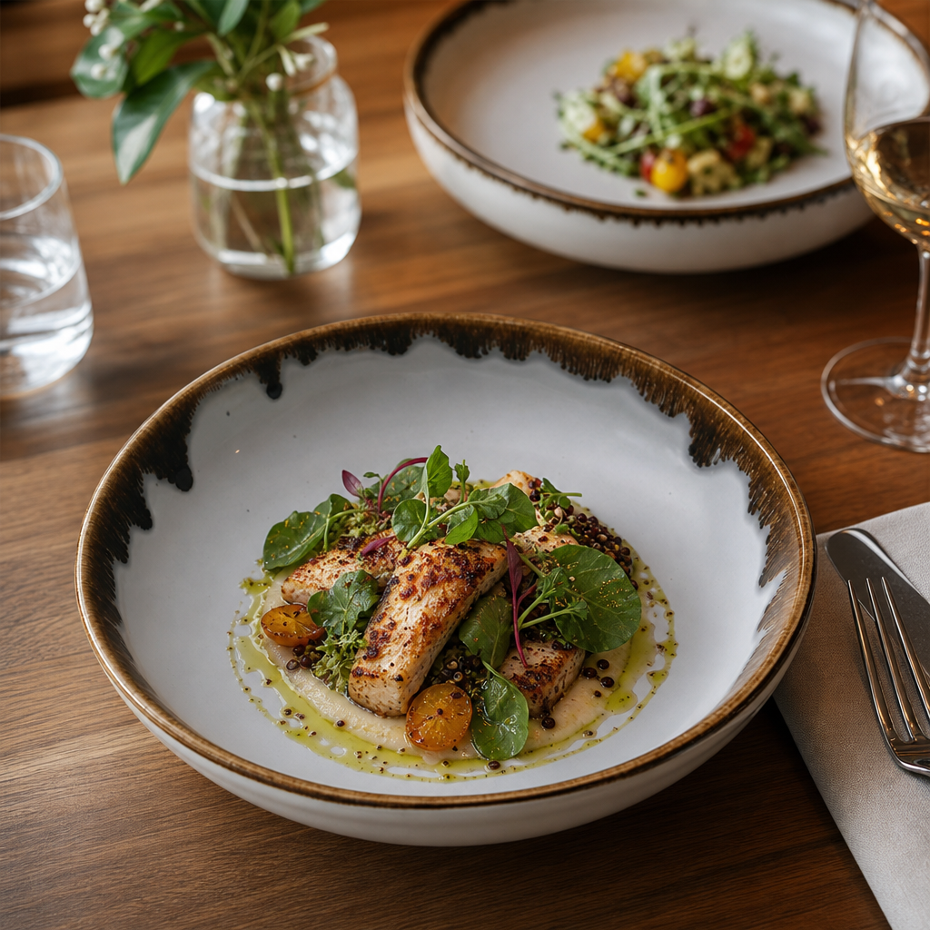 Organic Round Porcelain Bowls 250mm for Modern Dining