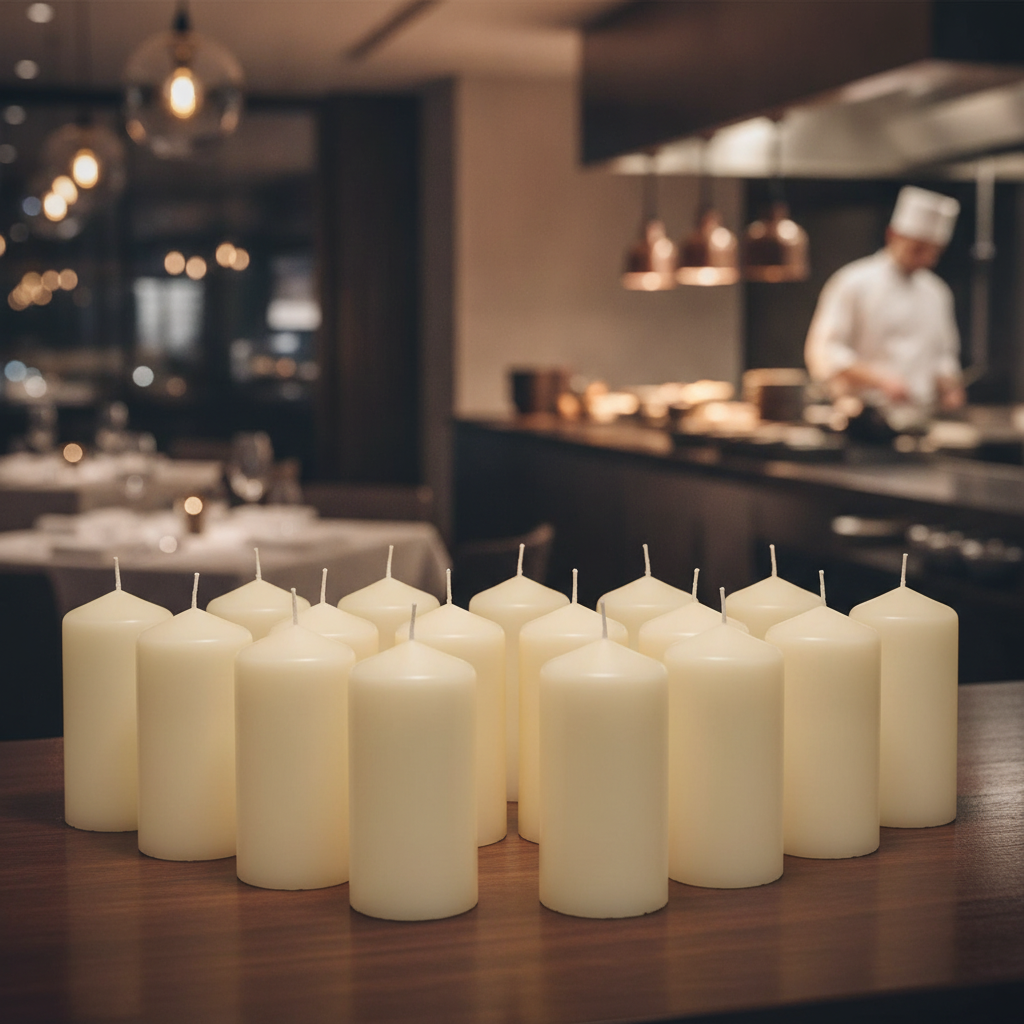 Wax Ivory Pillar Candles 120mm for Creating Ambience (Pack of 12)