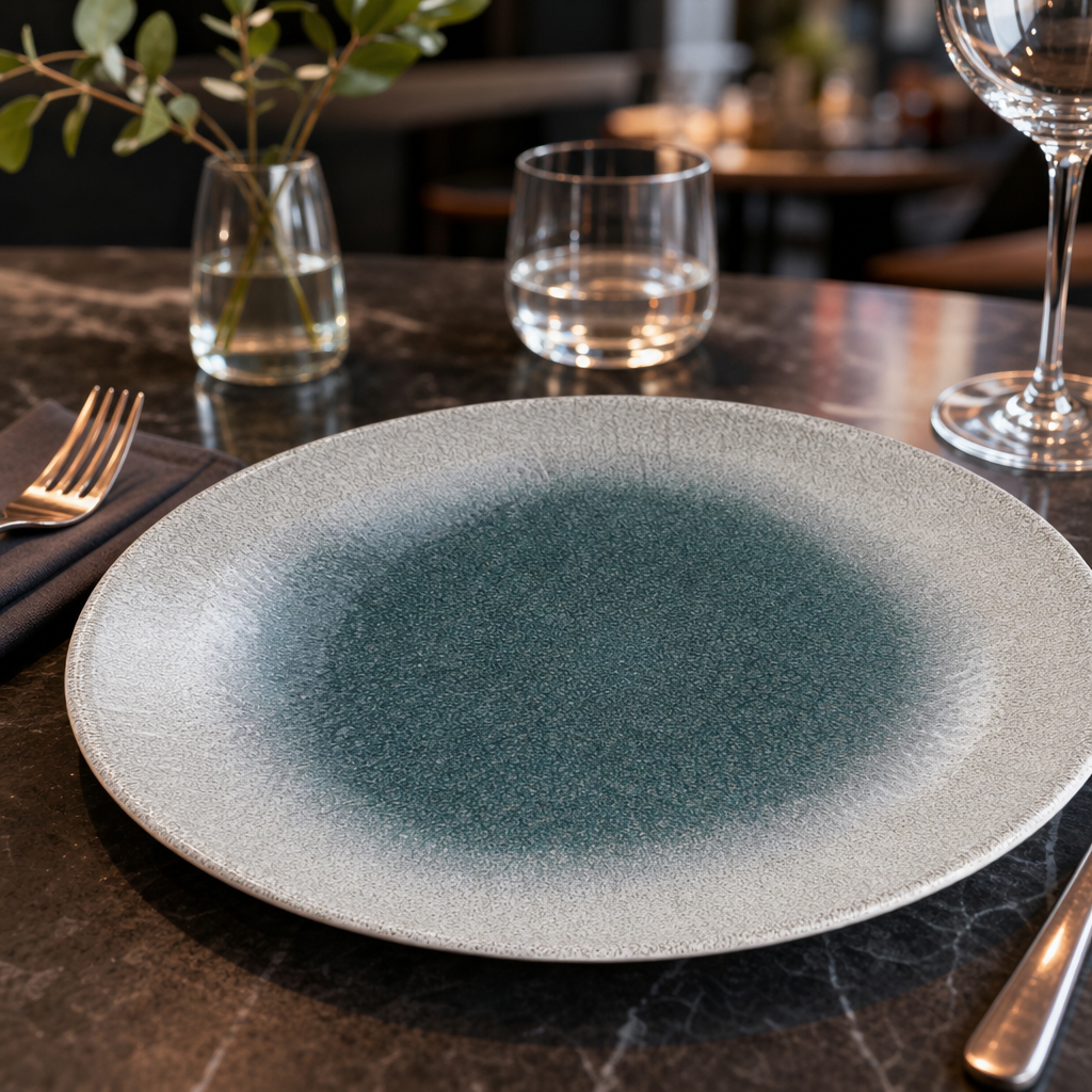 Coupe Plates Blue Vitrified Ceramic for Hospitality Use (Pack of 12)